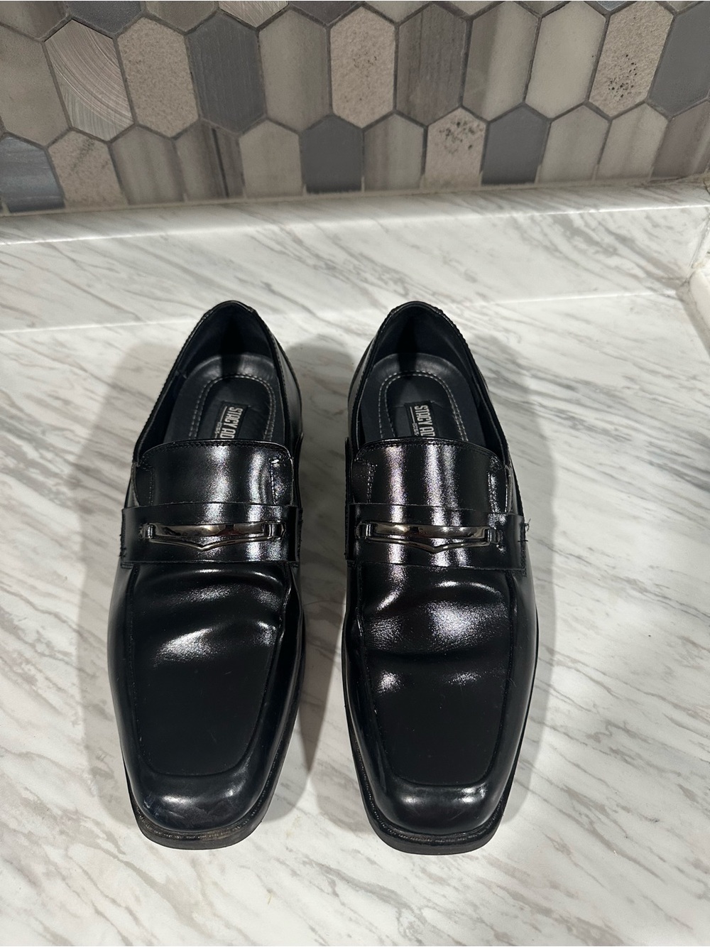 Stacy Adams Black Leather Slip-On Bit Loafers